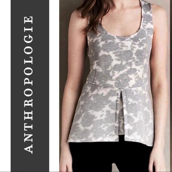 Anthropologie Akemi + Kin Floral Peplum Top Grey  Size Small - Picture 3 of 8